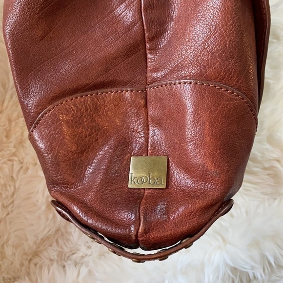 - Kooba Brown Leather Shoulder Bag with Brass Rivets - Picture 10 of 11